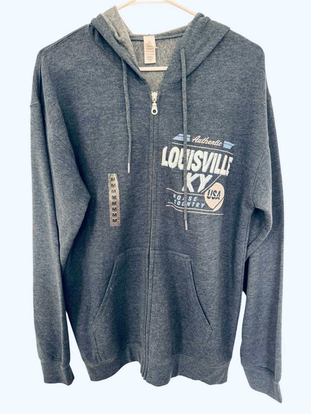 NWOT New Agenda by Perrin Louisville KY Zip Up Hoodie Medium Heather Blue